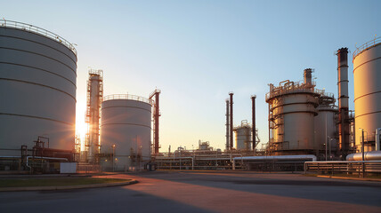 Wall Mural - petroleum refinery plant at sunset