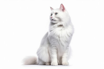 Portrait of handsome young cat isolated on white background , Created with Generative Ai Technology