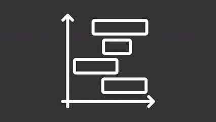 Poster - Animated gantt chart white line icon. Project plan animation. Horizontal columns. Task management. Loop HD video with alpha channel, transparent background. Motion graphic design for night mode