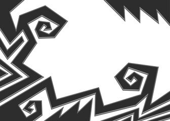 Poster - Minimalist background with abstract geometric and curly lines and with some copy space area. Simple Aztec ornament