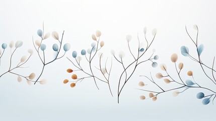  Minimalistic nature-inspired artwork on a pale blue background, generative ai