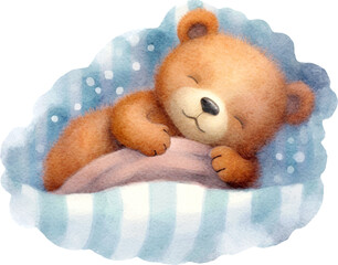 Aufkleber - Cute sleeping bear character illustration created with Generative AI technology