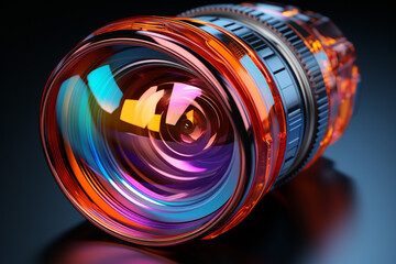 Poster - An illustration demonstrating the principle of lens refraction, showing how light bends when passing through a lens.  Generative AI technology.