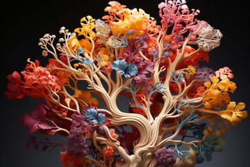 Aufkleber - A bronchial tree model with removable parts, allowing for a closer examination of individual bronchi and bronchioles.  Generative AI technology.
