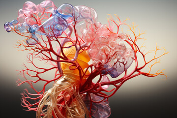 Aufkleber - A bronchial tree diagram highlighting the role of bronchial smooth muscle in regulating airflow.  Generative AI technology.