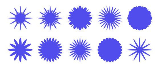 Poster - set of ornamental figures. collection of round shapes in blue color. vector graphics to use as stick