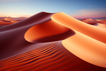 Aufkleber - dunes stretching into the distance, their ridges casting long shadows in the soft evening light.  Generative AI technology.