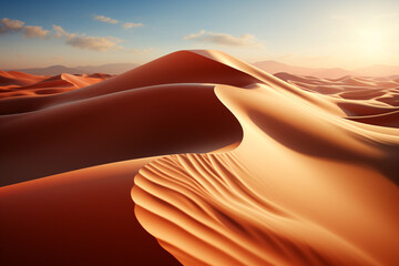 Aufkleber - dunes stretching into the distance, their ridges casting long shadows in the soft evening light.  Generative AI technology.