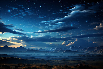 Aufkleber - A night sky filled with stars over a desert, creating a sense of awe and wonder at the vastness of the universe.  Generative AI technology.