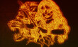 3D neon image, Goddess Durga was created to combat the evil demon Mahishasura, 3d image drak backgound