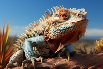 Aufkleber - desert wildlife, such as a lizard or a scorpion, showcasing the adaptability and resilience of life in extreme conditions. Generative AI technology.