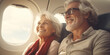 © annaspoka - mature adult senior couple traveling with airplane enjoying flight adventure vacations concept of travel tourism trip insurance
