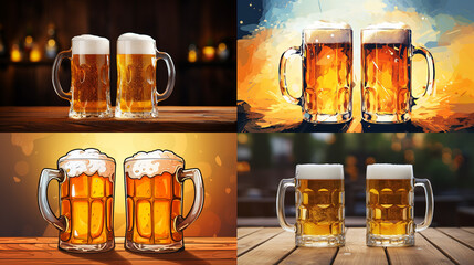 Canvas Print - glass of beer on wooden table