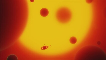 Wall Mural - flying through a planetary system with red giant star. exploring the universe. space travel animatio