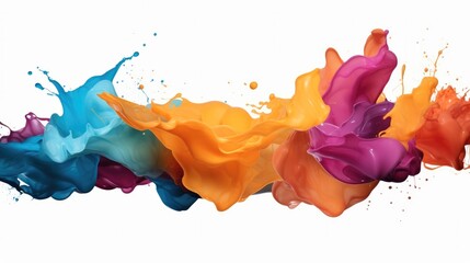 Aufkleber - Splash of paint, Abstract background, Colorful acrylic paint splashing isolated on white background.