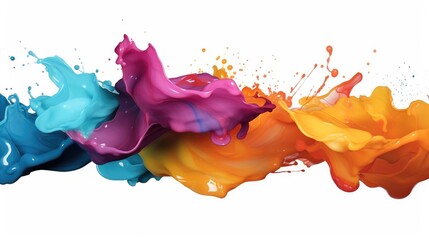 Poster - Splash of paint, Abstract background, Colorful acrylic paint splashing isolated on white background.