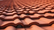 Roofing Tiles Clay Red Tiles In Lines With Ventilation Slots, Roofing Tiles Diminishing.