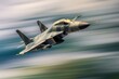 Fighter jet slices through the sky at supersonic speed. Generative AI 9