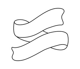 Wall Mural - Black monoline ribbon. Line banner icon, Web design element. Hand drawn vector illustration. Place for your text for business, greeting card and holidays copy space