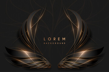 Wall Mural - abstract black and gold wings template