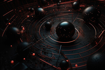 Aufkleber - red black digital technology background generative ai