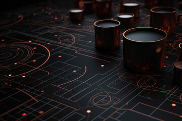 Aufkleber - red black digital technology background generative ai