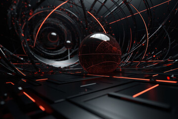 Aufkleber - red black digital technology background generative ai