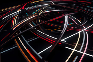 Aufkleber - colorful curved lines generative ai