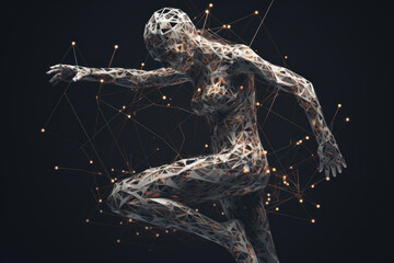 exquisite neuro polygonal abstract girl logo made of lines and particles generative ai
