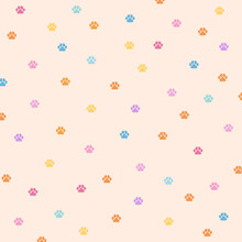 Pastel Pet Paw Pattern For Wallpaper, Background, Backdrop, Banner, Post, Print, Icon, Logo, Fabric, Etc.