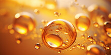 Drops Of Liquid Gel Serum , Texture Micro Bubble, Beauty Concept, Horizontal Banner.	
