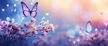 Lavender Flowers And White Butterflies