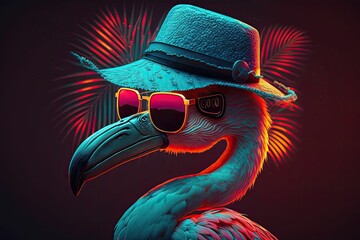 Wall Mural - flamingo neon light