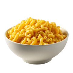 A delicious bowl of mac and cheese isolated on a transparent background