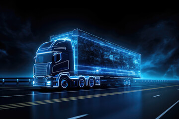 blue truck light stroke transportation concept rendering