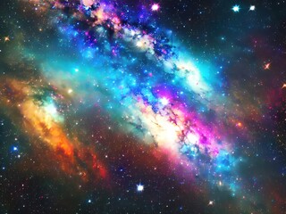 Galaxy with colourful nebula