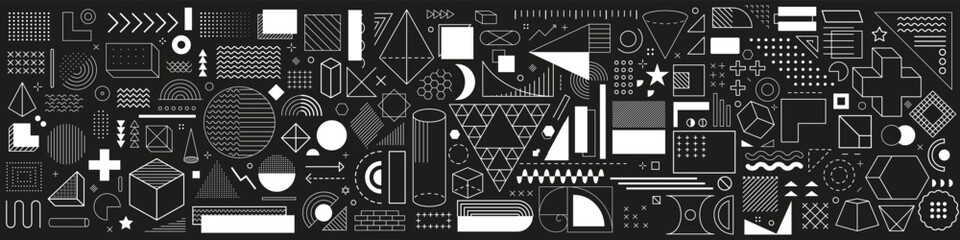 Poster - Memphis geometric shapes element collection. Set of abstract geometric shape decoration. Vector memphis shapes