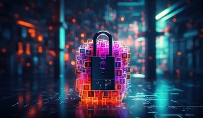 Poster - cyber security, digital crime concept, data protection from hackers