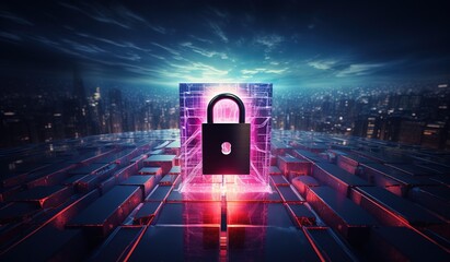 Poster - cyber security, digital crime concept, data protection from hackers