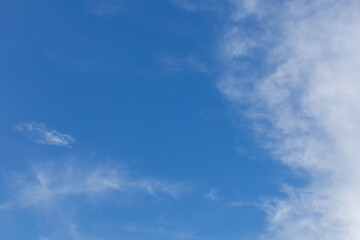 Wall Mural - beautiful blue sky background, white clouds covering thinly spread the sky