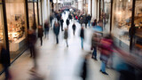 Fototapeta Londyn - Blurred Commotion of Shopping Enthusiasts. Generative AI