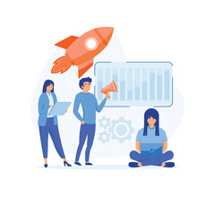 Poster - Professional marketers service, Marketing team, worldwide networking, flat vector modern illustration 