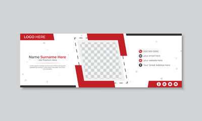 Wall Mural - Business modern and creative red color email signature shape design template, business promotion and marketing professional vector illustrator design template, fully editable