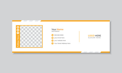 Wall Mural - Standard email signature design with yellow accents, creative & modern email footer template for business promotion & promotional purposes, clean design with abstract shapes