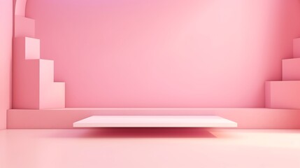 Poster - Pink podium for background, illustration for product presentation and template design.