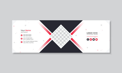 Wall Mural - Corporate modern business email signature or email footer design, professional multipurpose business email, personal social media cover with photo, creative layout design for business promotional