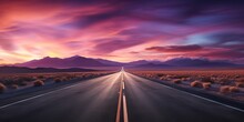 AI Generated. AI Generative. UNited States Usa America Nevada California Arizona Desert Highway Road Trip Travel Wild Vacation Adventure By Car. Graphic Art