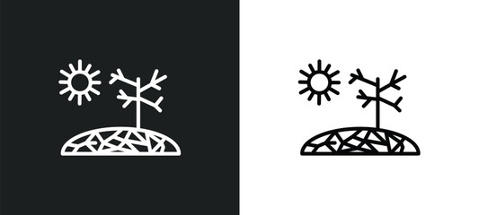 Poster - drought icon isolated in white and black colors. drought outline vector icon from weather collection