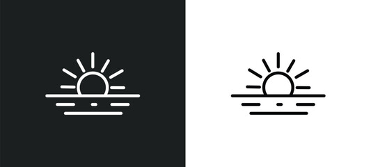Poster - dawn icon isolated in white and black colors. dawn outline vector icon from weather collection for web, mobile apps and ui.