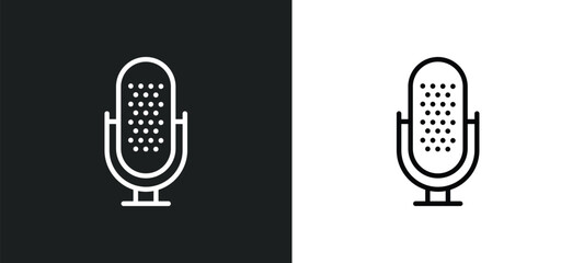 Poster - mic icon isolated in white and black colors. mic outline vector icon from user interface collection for web, mobile apps and ui.